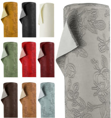 Floral Faux Leather Fabric Waterproof Leatherette Flower Material Car Seat Vinyl - 140cm Wide