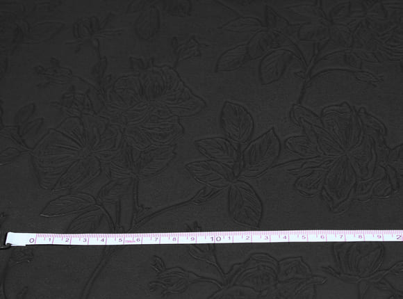 Floral Faux Leather Fabric Waterproof Black