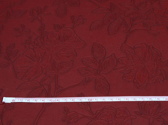 Floral Faux Leather Fabric Waterproof Maroon