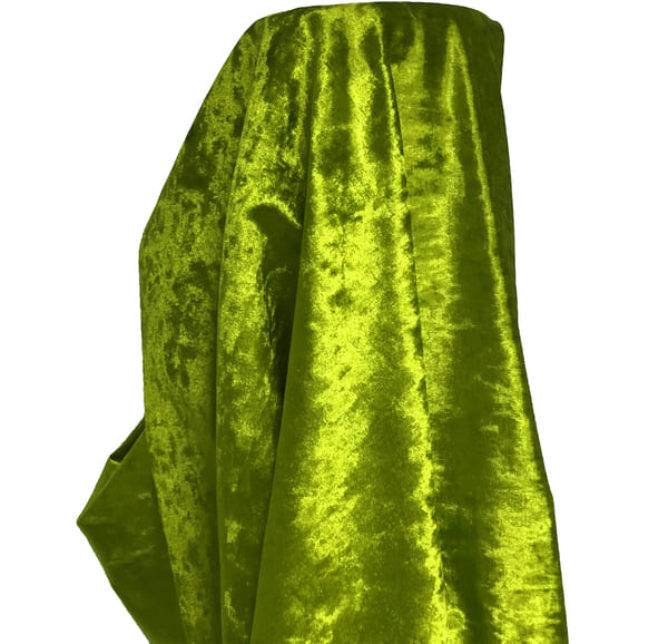 Premium Crushed Velvet Fabric Lime Green
