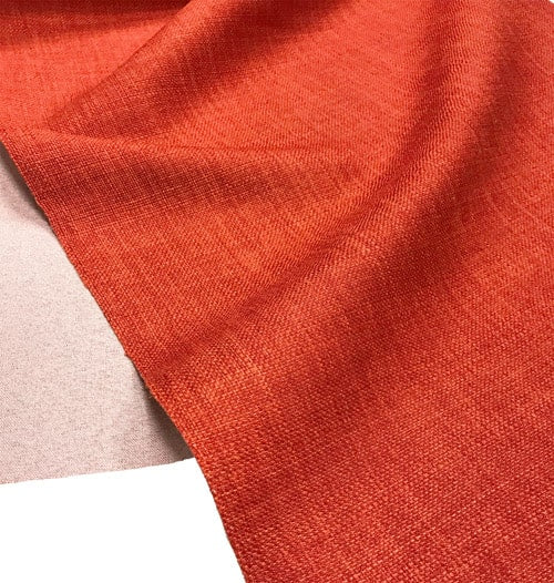 Plain Soft Linen Look Fabric Orange Red