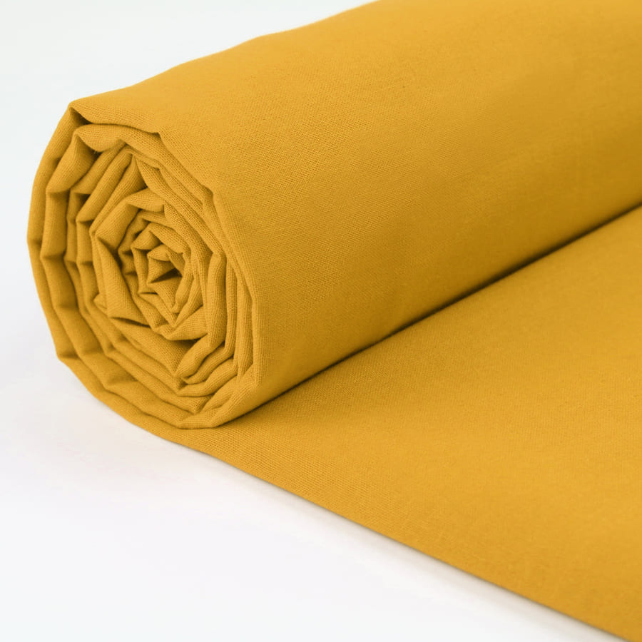 100% Cotton Fabric - 60 Inch 150cm Wide - Plain Cotton Fabric by The Metre - Ideal for Quilting, Sewing, Dressmaking, Curtain Linings, Totes, Bedding, Pillowcases - Mustard