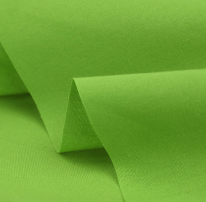 100% Cotton Fabric - 60 Inch 150cm Wide - Plain Cotton Fabric by The Metre - Ideal for Quilting, Sewing, Dressmaking, Curtain Linings, Totes, Bedding, Pillowcases - Lime Green