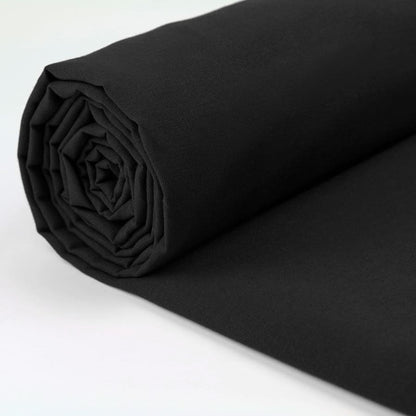 100% Cotton Fabric - 60 Inch 150cm Wide - Plain Cotton Fabric by The Metre - Ideal for Quilting, Sewing, Dressmaking, Curtain Linings, Totes, Bedding, Pillowcases Black