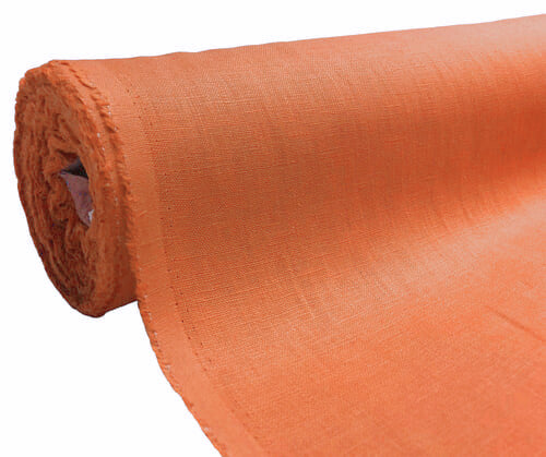 100% Pure Linen Fabric Flax Linen Bright Orange