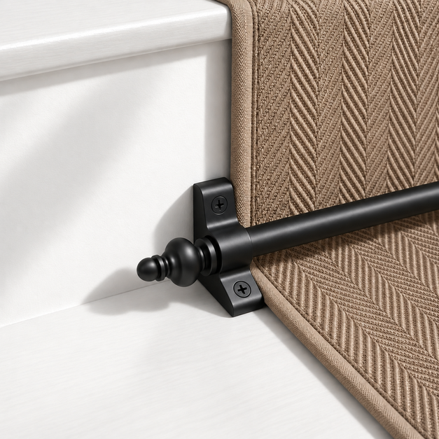 Stair Rods - Urn Finial - Suitable for Runners up to 70 cm Wide - 100% Metal - Decorative - Screws Fitting Kit Included