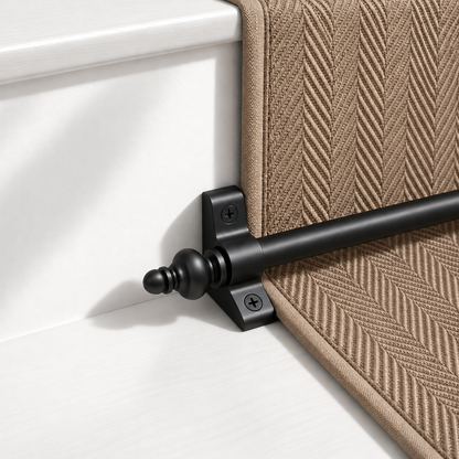 Stair Rods - Urn Finial - Suitable for Runners up to 70 cm Wide - 100% Metal - Decorative - Screws Fitting Kit Included