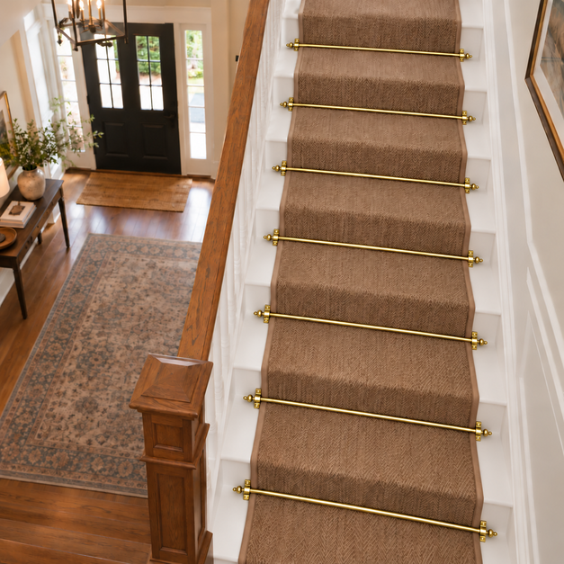 Stair Rods - Urn Finial - Suitable for Runners up to 70 cm Wide - 100% Metal - Decorative - Screws Fitting Kit Included