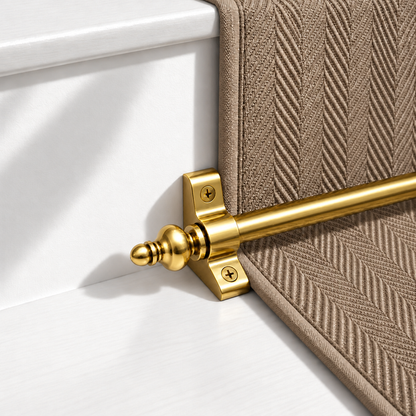 Stair Rods - Urn Finial - Suitable for Runners up to 70 cm Wide - 100% Metal - Decorative - Screws Fitting Kit Included
