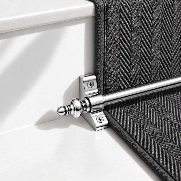 Stair Rods - Urn Finial - Suitable for Runners up to 70 cm Wide - 100% Metal - Decorative - Screws Fitting Kit Included