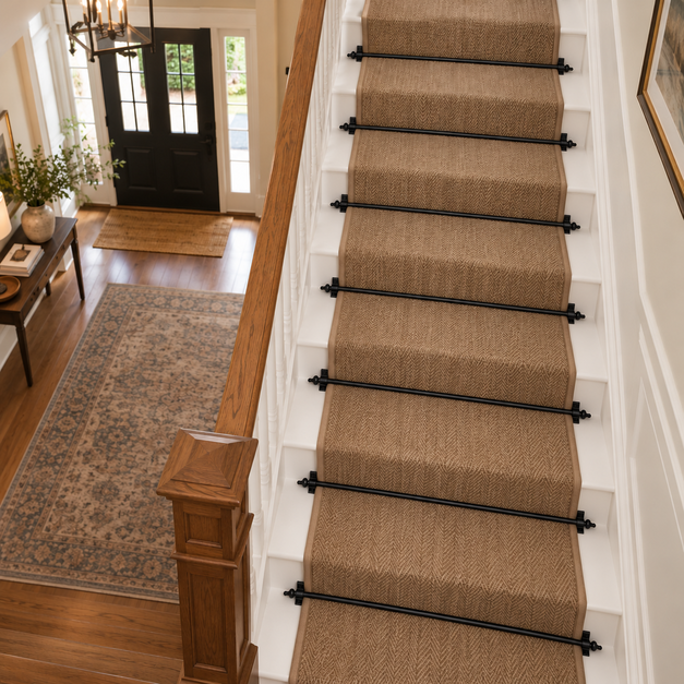 Stair Rods - Urn Finial - Suitable for Runners up to 70 cm Wide - 100% Metal - Decorative - Screws Fitting Kit Included