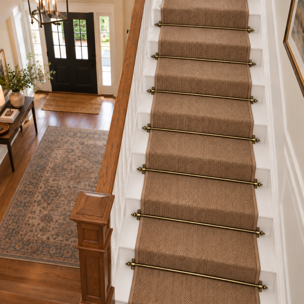 Stair Rods - Urn Finial - Suitable for Runners up to 70 cm Wide - 100% Metal - Decorative - Screws Fitting Kit Included