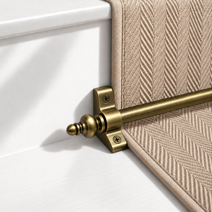 Stair Rods - Urn Finial - Suitable for Runners up to 70 cm Wide - 100% Metal - Decorative - Screws Fitting Kit Included
