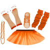 1980&#39;s Neon UV Tutu Skirt Plain Solid Leg Warmer Gummies Beads Hen Fancy Dress Party Costumes Set - Adult Size 6 to 26