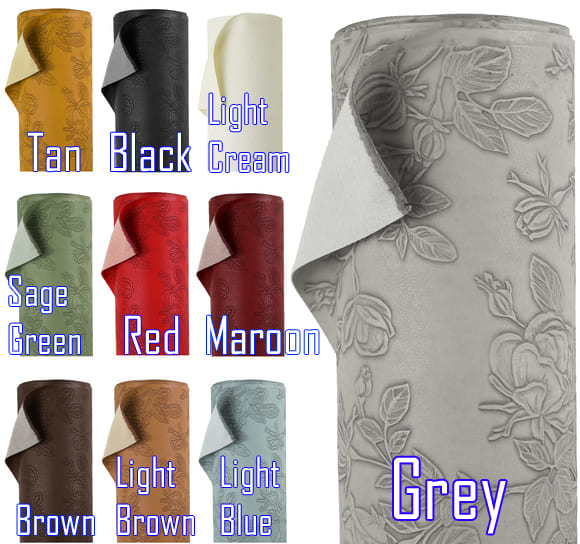 Floral Faux Leather Fabric - Free Swatch Sample