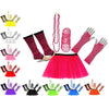 Neon UV Tutu Skirt Stripe Leg Warmer Gummies Beads Hen Fancy Dress Party Costumes Set - Adult Size 6 to 26 - Costumes Set