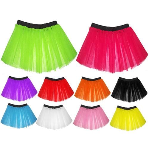 Children Girls Neon 3 Layers of Net UV Tutu Skirt Fancy Dress Party Costume - Children 4-14 Years - Skirts