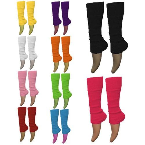 Ladies Girls Plain Solid Legwarmers For Tutu Hen Flo Fancy Dress Party - One Size Fits All - Accessory