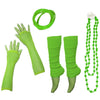 Neon 80s Fancy Dress Hen Party Tutu Costumes Set Plain Solid Leg warmers Gloves Necklace - One Size Fits All - Green - Costume Set
