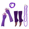 Neon 80s Fancy Dress Hen Party Tutu Costumes Set Plain Solid Leg warmers Gloves Necklace - One Size Fits All - Purple - Costume Set
