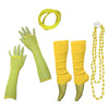 Neon 80s Fancy Dress Hen Party Tutu Costumes Set Plain Solid Leg warmers Gloves Necklace - One Size Fits All - Yellow - Costume Set