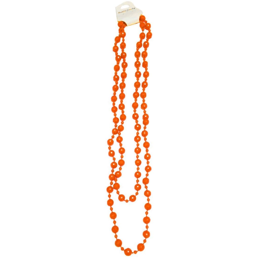 Neon UV Bright 48 Long Beads Beaded Necklaces For Tutu Fancy Dress Party Costumes - Orange - Accessory