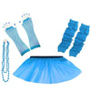 Children Girls Neon UV Tutu Skirt Plain Leg Warmer Beads Fancy Dress Party Costumes Set - Size 4 to 14 Years - Blue / 4-7 Years - Children