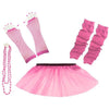 Children Girls Neon UV Tutu Skirt Plain Leg Warmer Beads Fancy Dress Party Costumes Set - Size 4 to 14 Years - Rose / 4-7 Years - Children