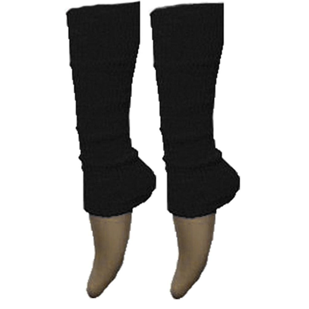 Ladies Girls Plain Solid Legwarmers For Tutu Hen Flo Fancy Dress Party - One Size Fits All - Black - Accessory