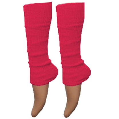 Ladies Girls Plain Solid Legwarmers For Tutu Hen Flo Fancy Dress Party - One Size Fits All - Hot Pink - Accessory