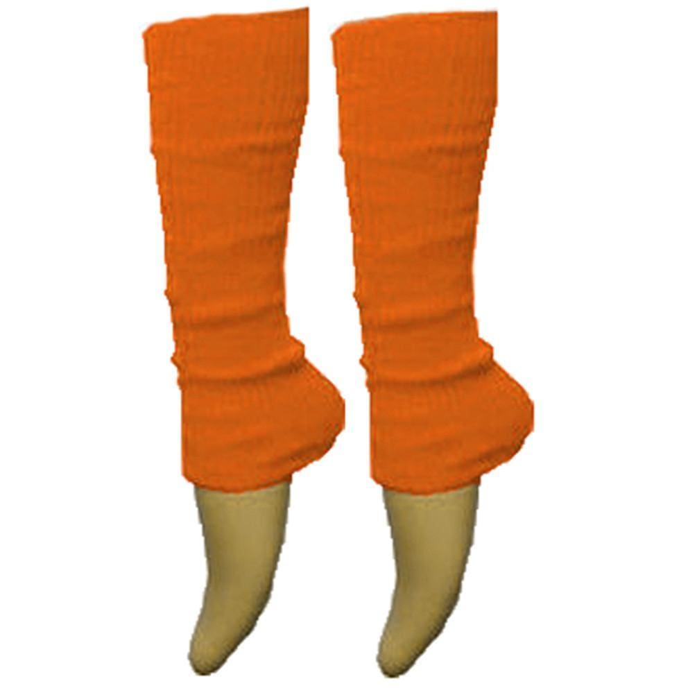 Ladies Girls Plain Solid Legwarmers For Tutu Hen Flo Fancy Dress Party - One Size Fits All - Orange - Accessory