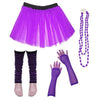 Children Girls Neon UV Tutu Skirt Stripe Leg Warmer Beads Fancy Dress Party Costumes Set - Size 4 to 14 Years - Purple / 4-7 Years -