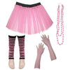 Children Girls Neon UV Tutu Skirt Stripe Leg Warmer Beads Fancy Dress Party Costumes Set - Size 4 to 14 Years - Rose / 4-7 Years - Children