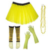 Children Girls Neon UV Tutu Skirt Stripe Leg Warmer Beads Fancy Dress Party Costumes Set - Size 4 to 14 Years - Yellow / 4-7 Years -