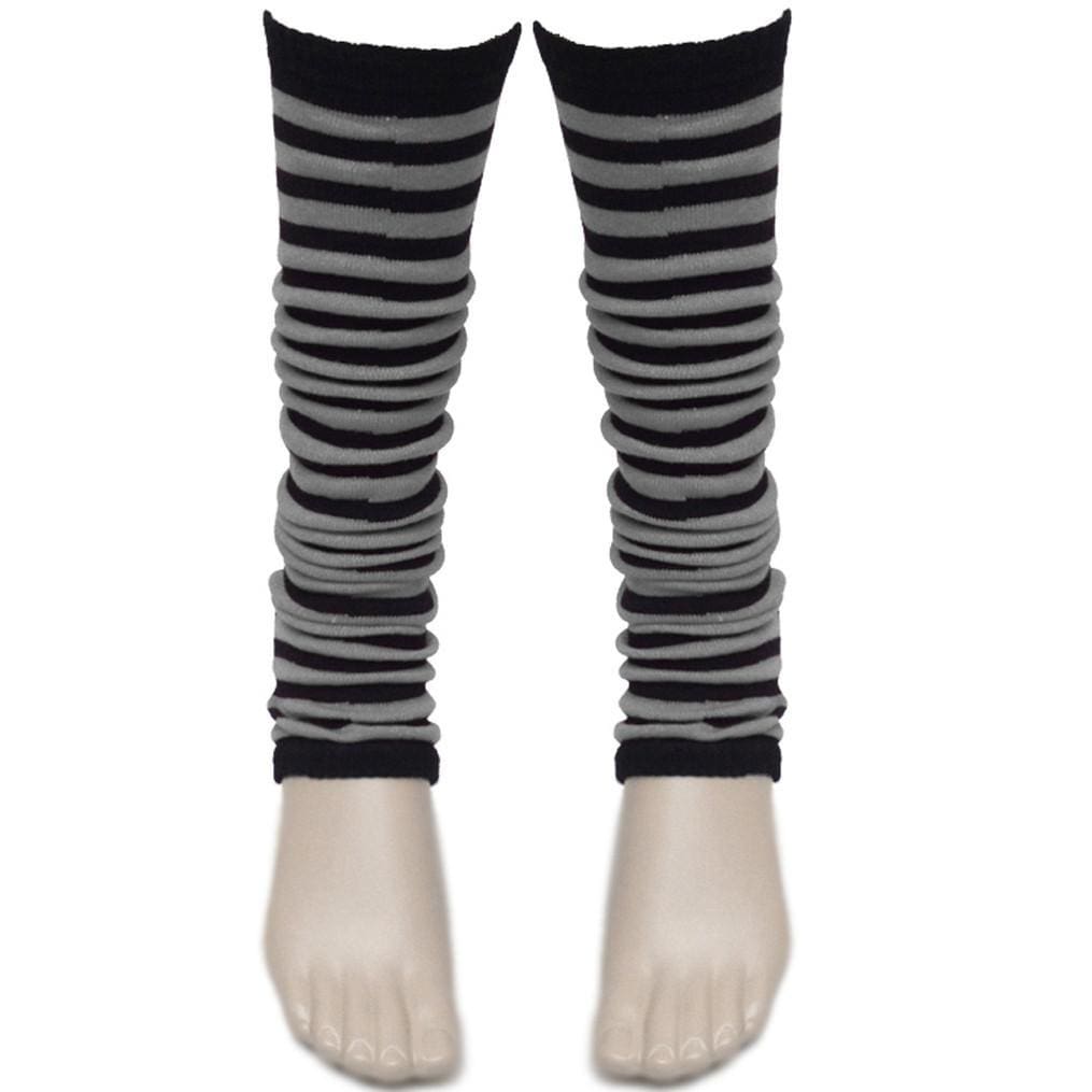 Ladies Girls Stripe Striped Legwarmers For Tutu Hen Flo Fancy Dress Party - One Size Fits All - Black - Accessory