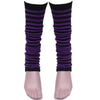 Ladies Girls Stripe Striped Legwarmers For Tutu Hen Flo Fancy Dress Party - One Size Fits All - Purple - Accessory