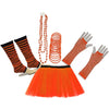 Neon UV Tutu Skirt Stripe Leg Warmer Gummies Beads Hen Fancy Dress Party Costumes Set - Adult Size 6 to 26 - Orange / 6-14 - Costumes Set