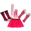 Neon UV Tutu Skirt Stripe Leg Warmer Gummies Beads Hen Fancy Dress Party Costumes Set - Adult Size 6 to 26 - Hot Pink / 6-14 - Costumes Set
