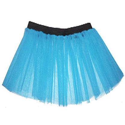 Children Girls Neon 3 Layers of Net UV Tutu Skirt Fancy Dress Party Costume - Children 4-14 Years - Blue / 4-7 Years - Skirts