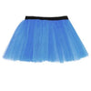 14 Neon 3 Layers of Net UV Flo Long Tutu Skirt For Hen Fancy Dress Party - Adult Size 6 to 26 - Blue / 6-14 - Skirts