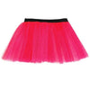 14 Neon 3 Layers of Net UV Flo Long Tutu Skirt For Hen Fancy Dress Party - Adult Size 6 to 26 - Hot Pink / 6-14 - Skirts