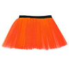 14 Neon 3 Layers of Net UV Flo Long Tutu Skirt For Hen Fancy Dress Party - Adult Size 6 to 26 - Orange / 6-14 - Skirts