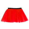 14 Neon 3 Layers of Net UV Flo Long Tutu Skirt For Hen Fancy Dress Party - Adult Size 6 to 26 - Red / 6-14 - Skirts