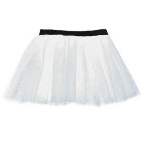 14 Neon 3 Layers of Net UV Flo Long Tutu Skirt For Hen Fancy Dress Party - Adult Size 6 to 26 - White / 6-14 - Skirts