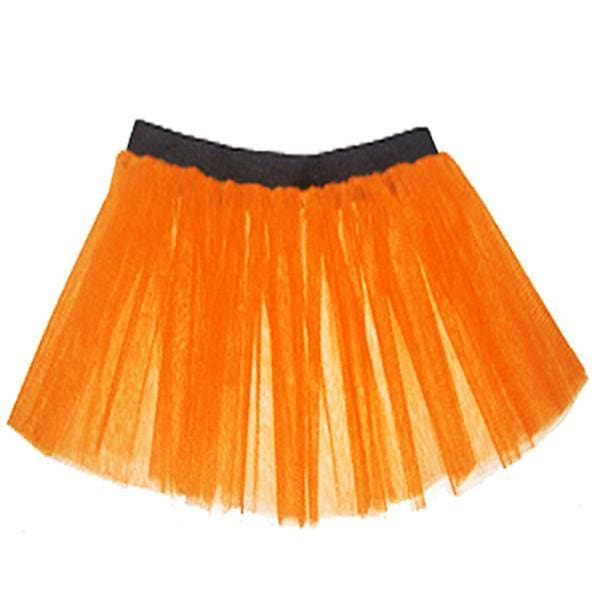 Children Girls Neon 3 Layers of Net UV Tutu Skirt Fancy Dress Party Costume - Children 4-14 Years - Orange / 4-7 Years - Skirts