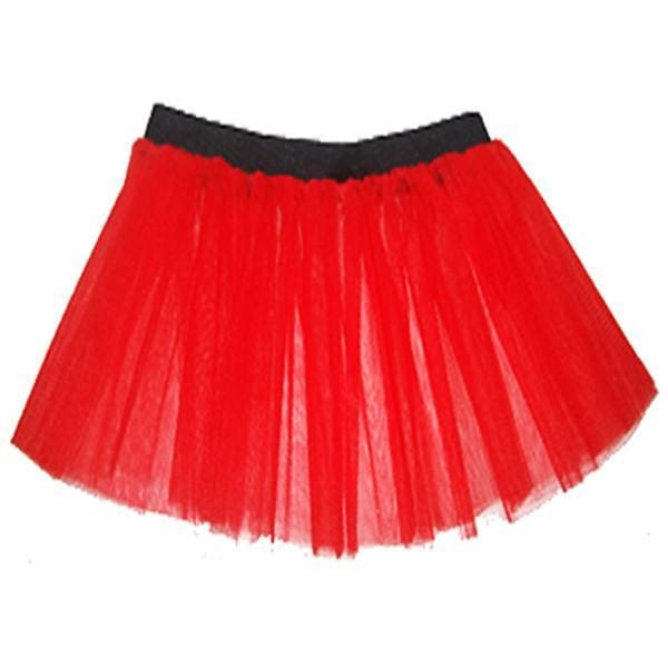 Children Girls Neon 3 Layers of Net UV Tutu Skirt Fancy Dress Party Costume - Children 4-14 Years - Red / 4-7 Years - Skirts