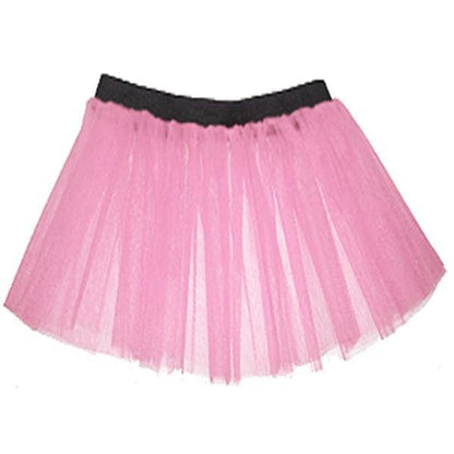 Children Girls Neon 3 Layers of Net UV Tutu Skirt Fancy Dress Party Costume - Children 4-14 Years - Rose / 4-7 Years - Skirts