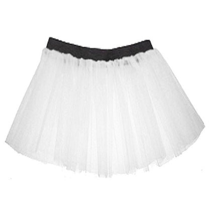 Children Girls Neon 3 Layers of Net UV Tutu Skirt Fancy Dress Party Costume - Children 4-14 Years - White / 4-7 Years - Skirts